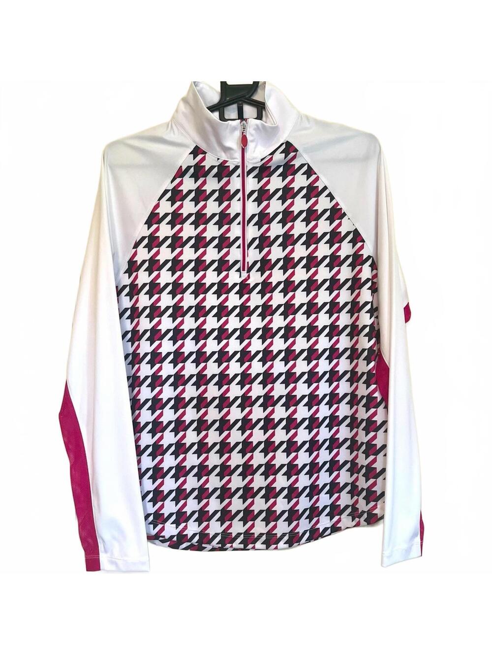 Women’s Houndstooth Quarter-Zip Pullover Cozy Casual Sweater Style